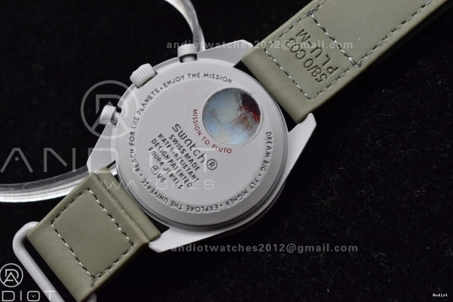 Swatch Strap Mission Moonwatch Omega to Quartz Pluto Nylon x Bioceramic on 0319